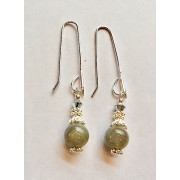 315  Boucles quartz tourmaline argent sterling